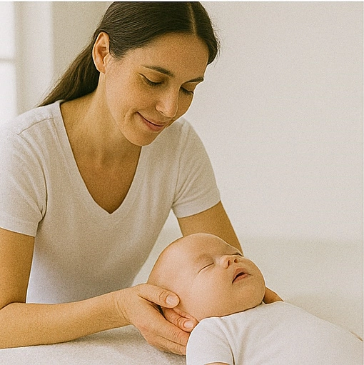 Therapist performing gentle craniosacral therapy
